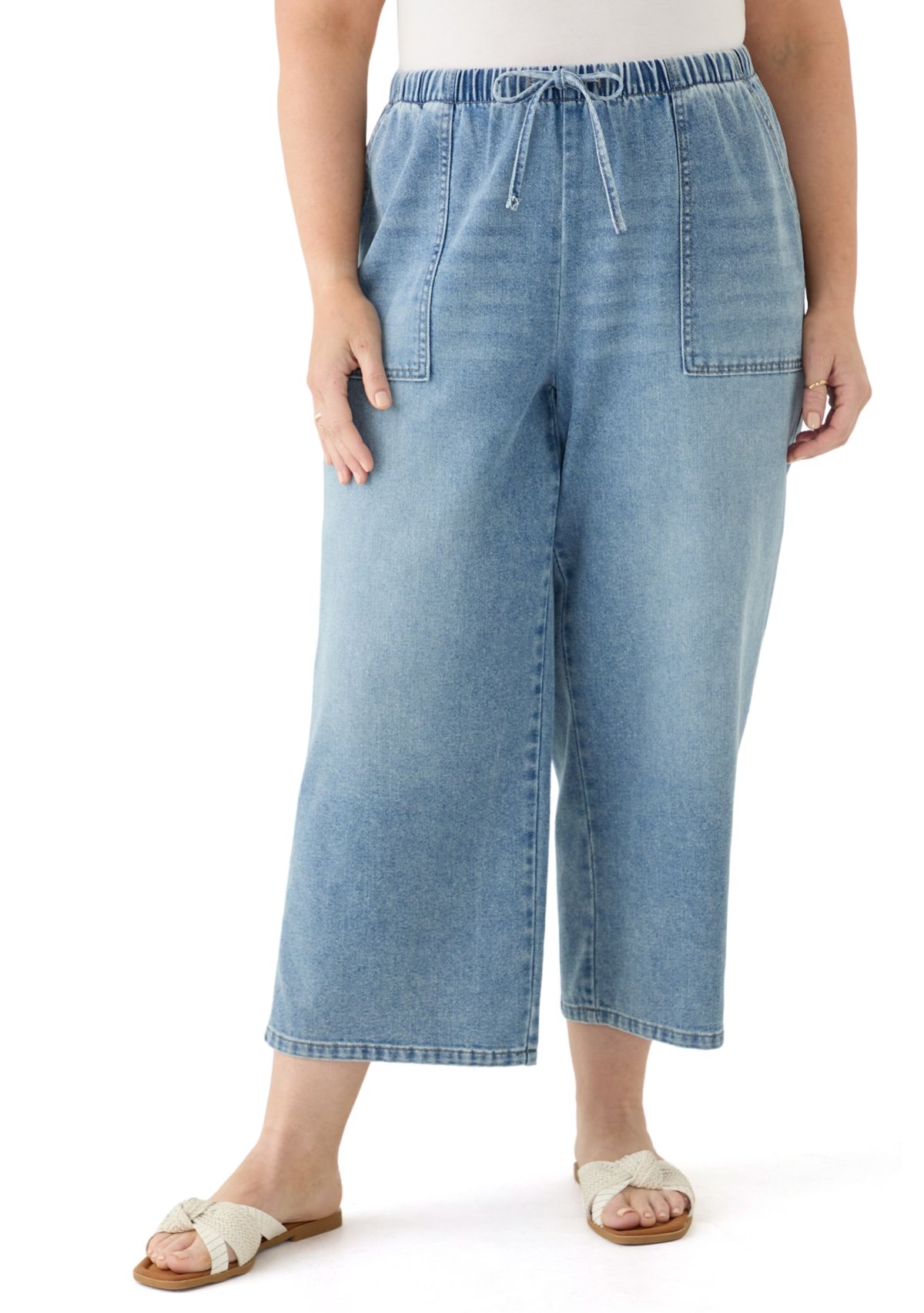 Plus Size Pull On Capri Jeans