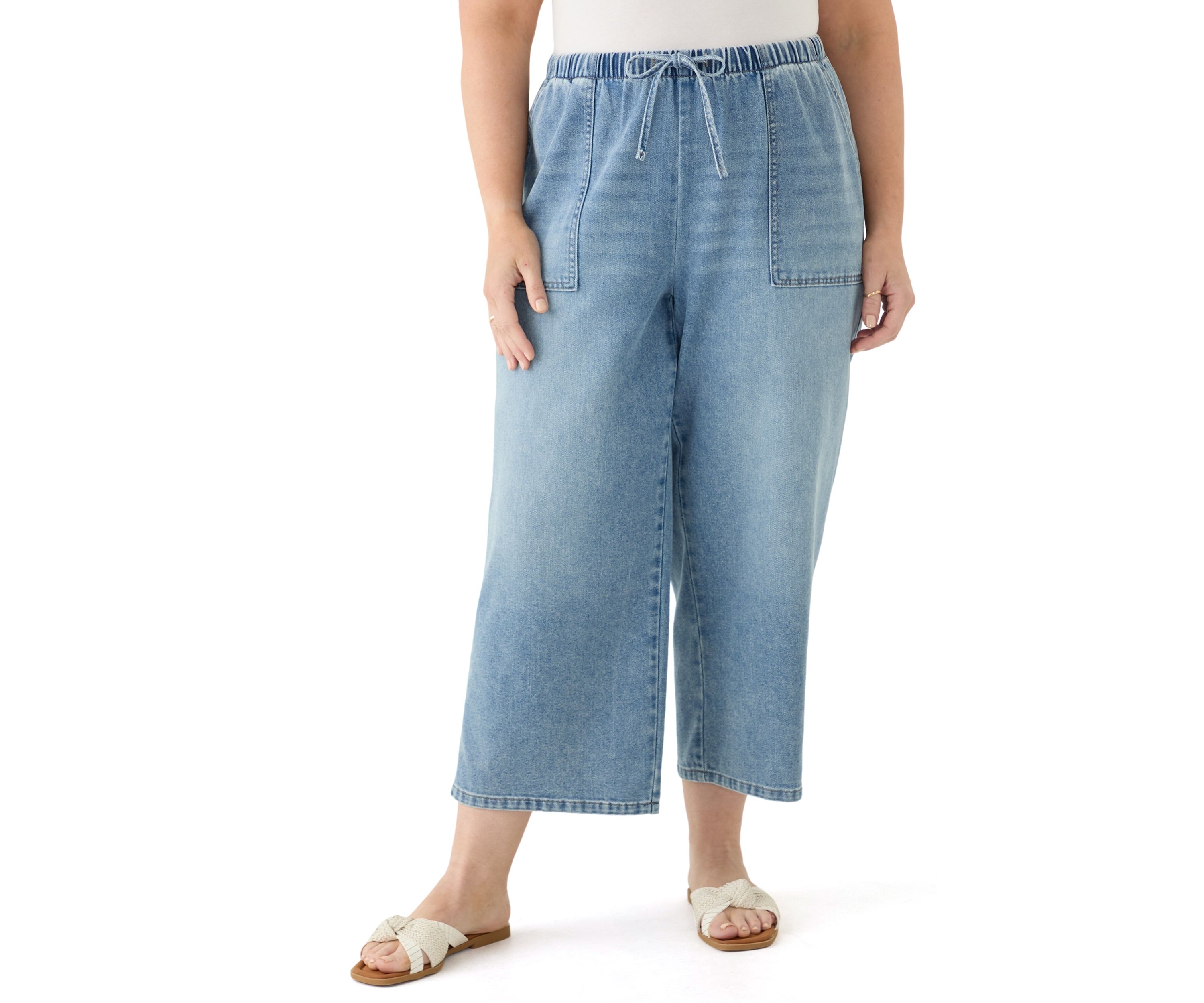 Plus Size Pull On Capri Jeans