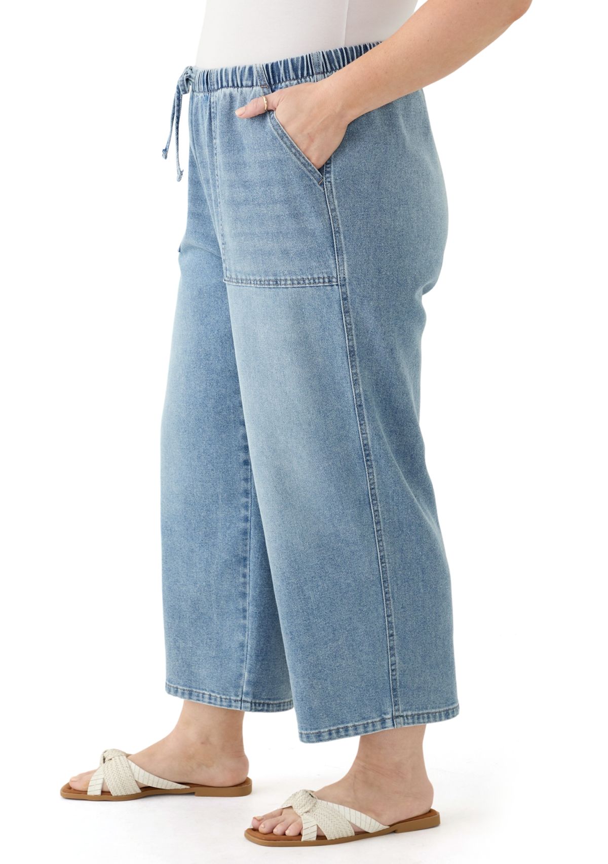 Plus Size Pull On Capri Jeans