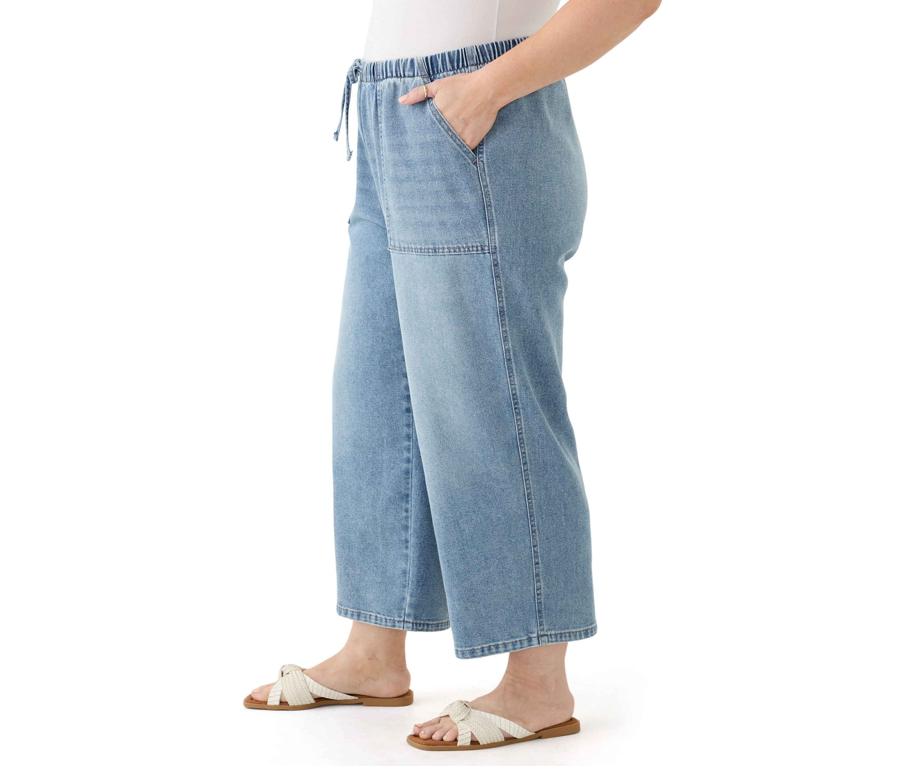 Plus Size Pull On Capri Jeans