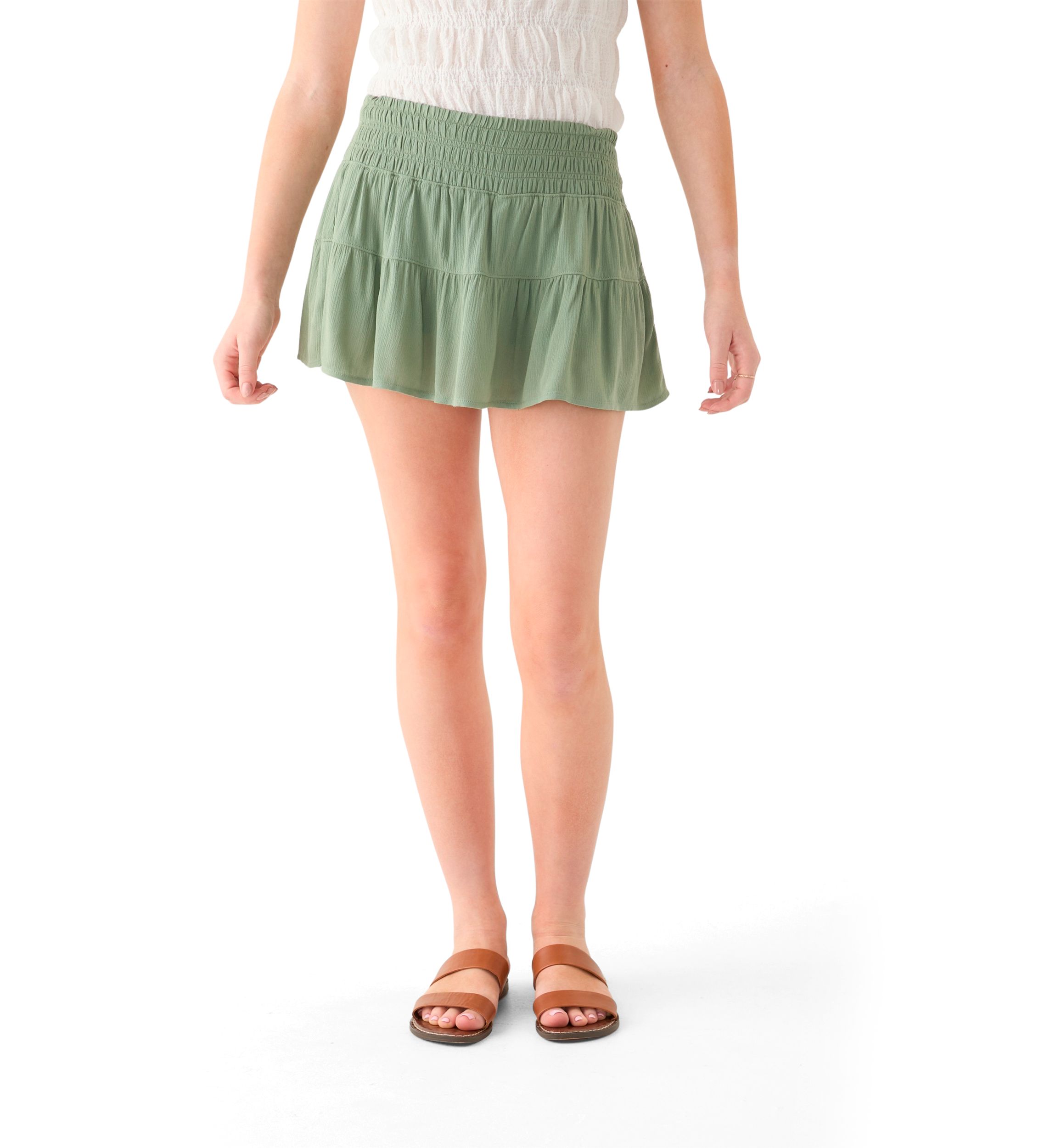 Womens Smocked Waist Mini Skirt 