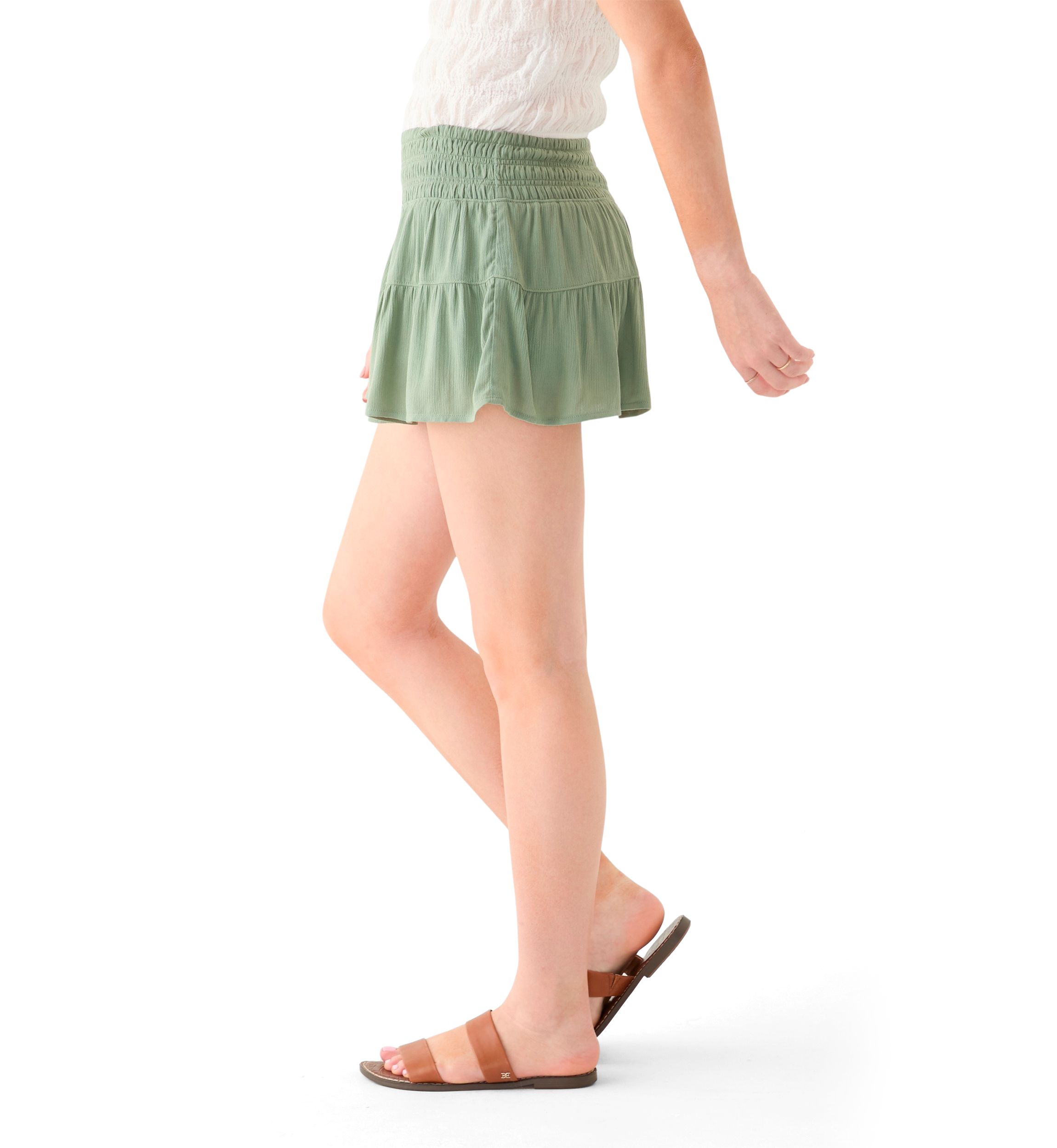 Womens Smocked Waist Mini Skirt 
