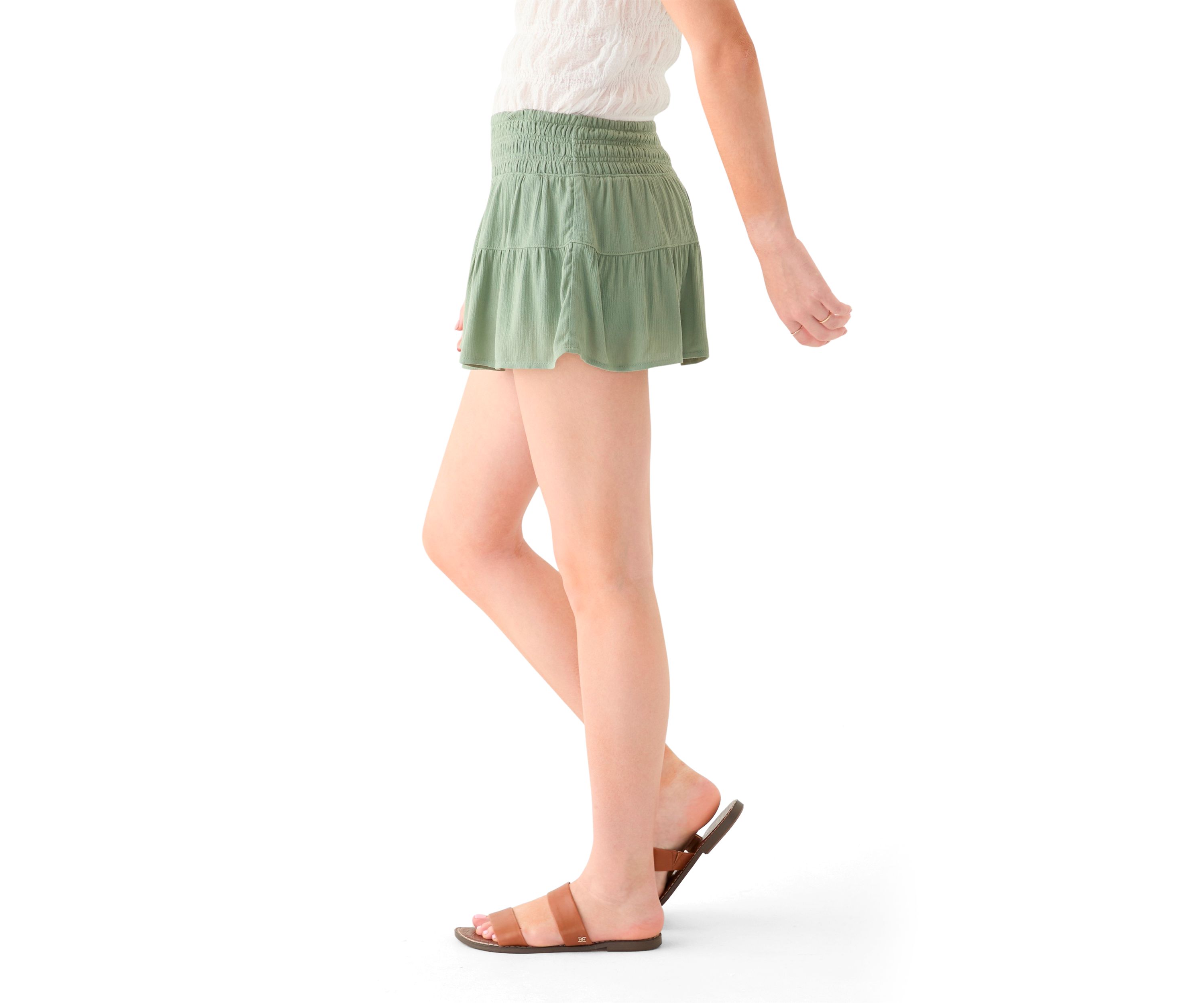 Womens Smocked Waist Mini Skirt 