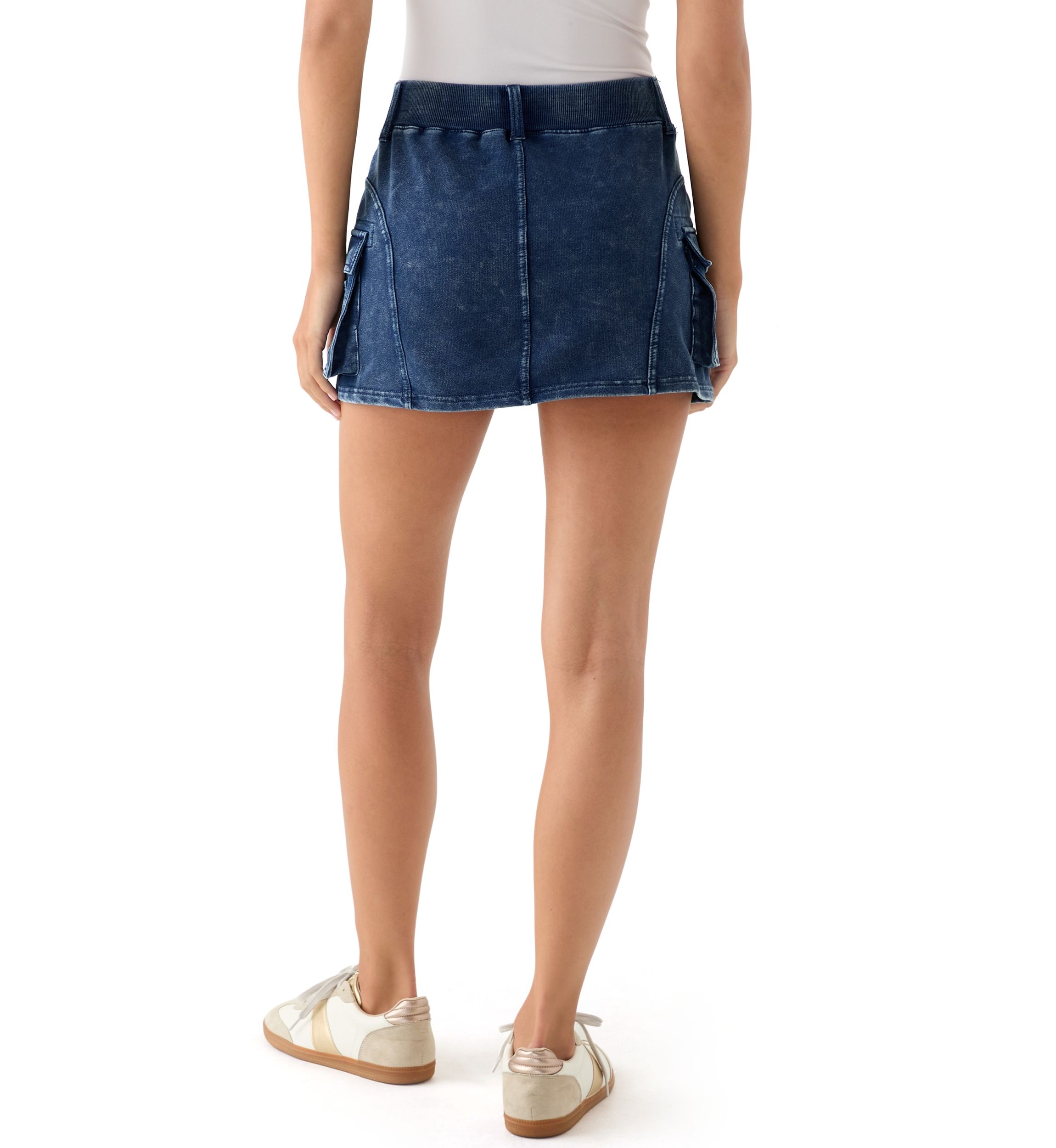 Womens Ribbed Waist Utility Mini Skirt