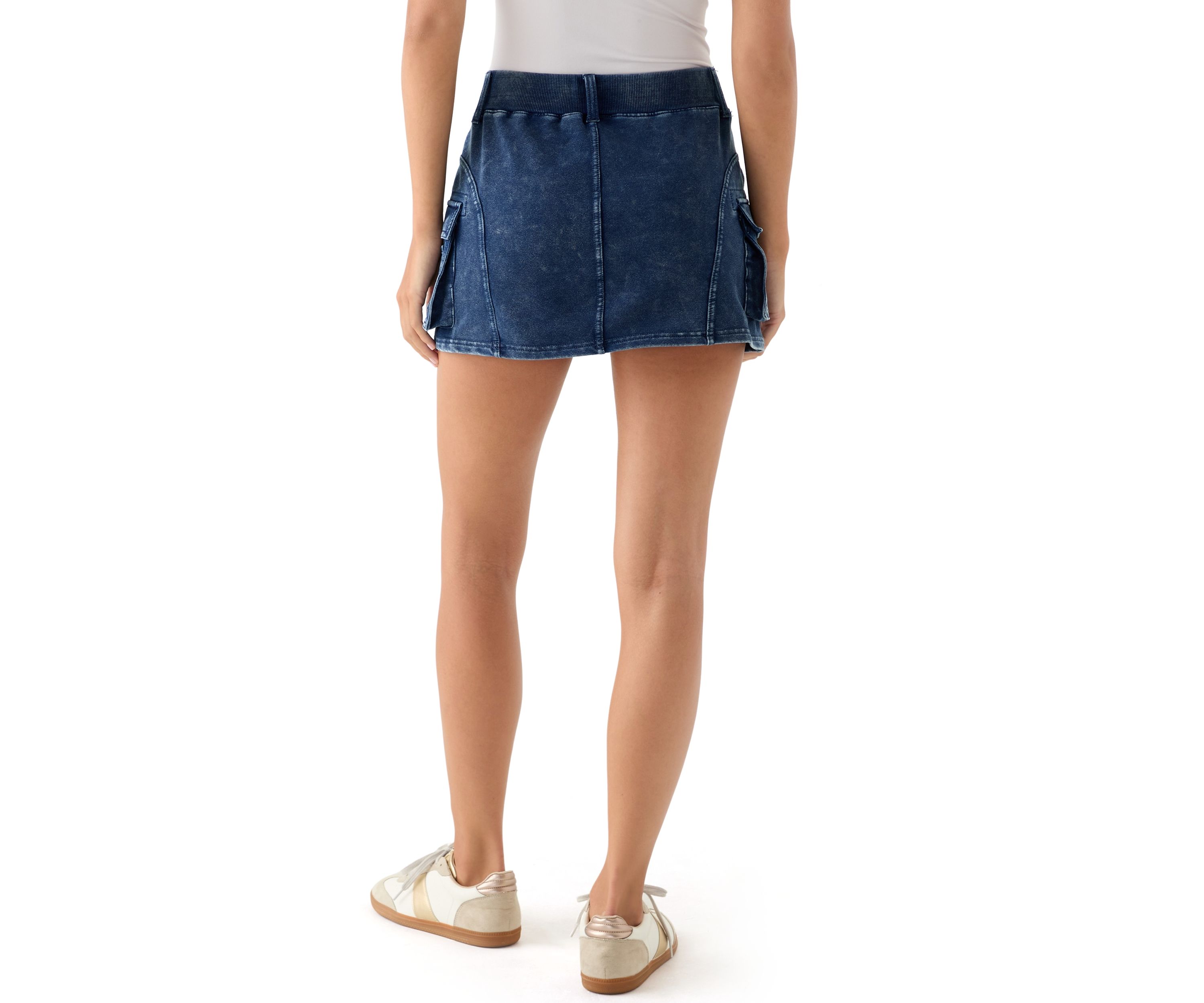 Womens Ribbed Waist Utility Mini Skirt