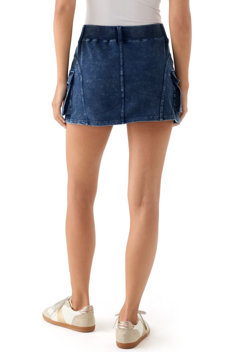 Womens Ribbed Waist Utility Mini Skirt