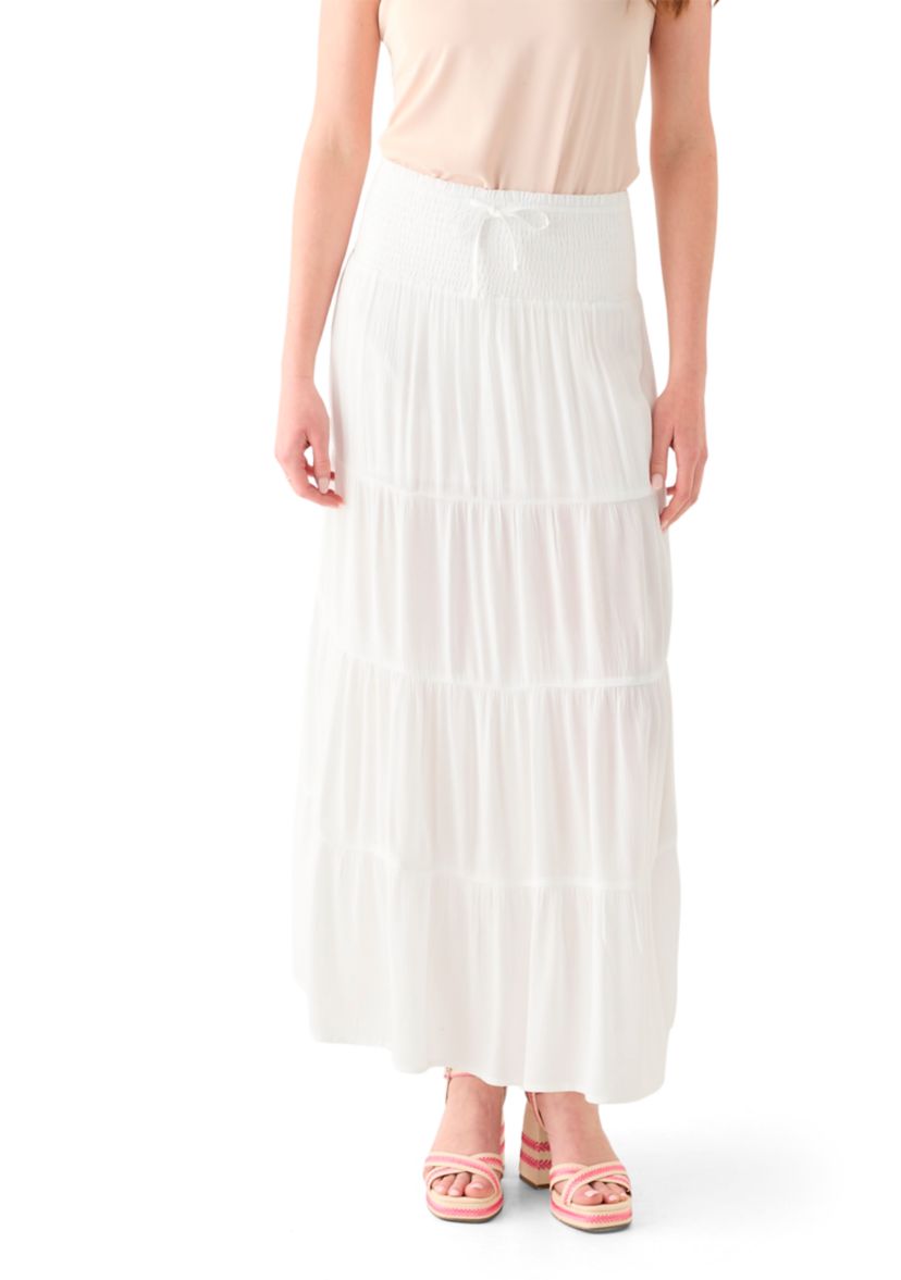 Womens Tiered Smocked Waist Maxi Skirt