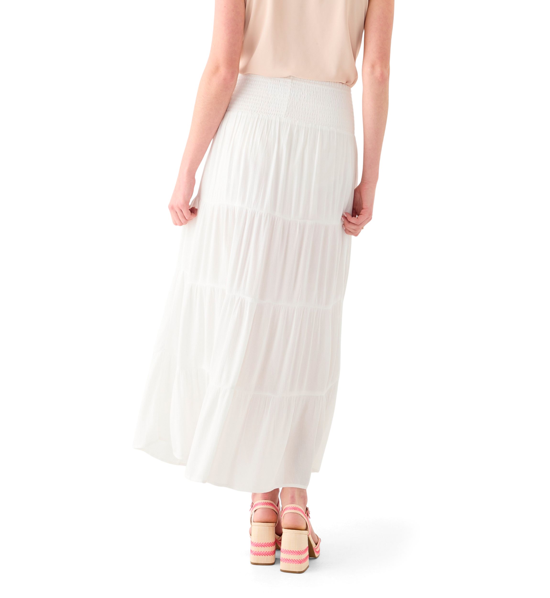 Womens Tiered Smocked Waist Maxi Skirt