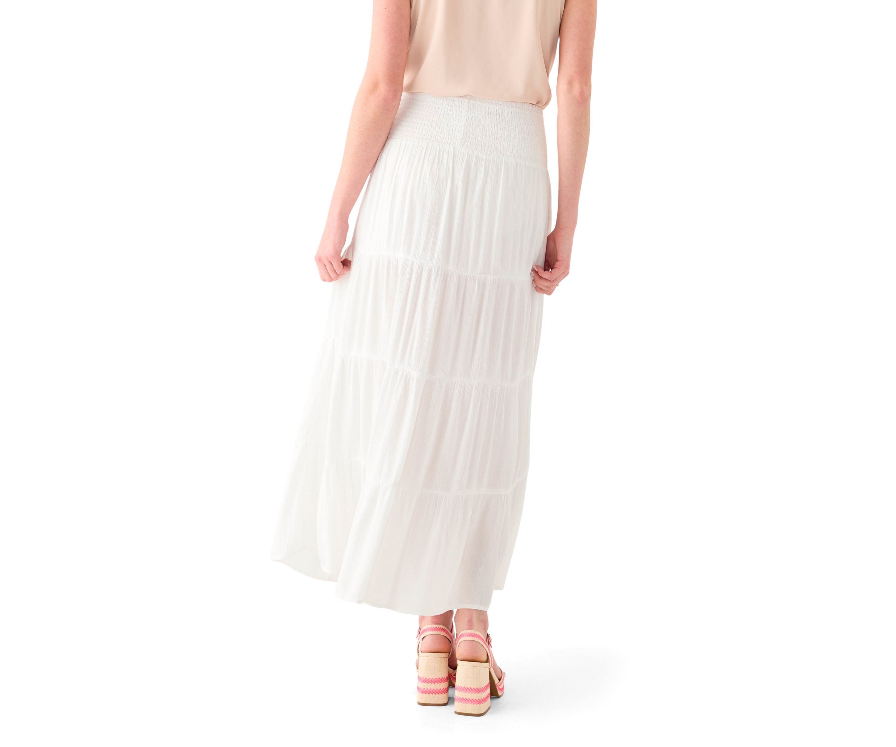 Womens Tiered Smocked Waist Maxi Skirt