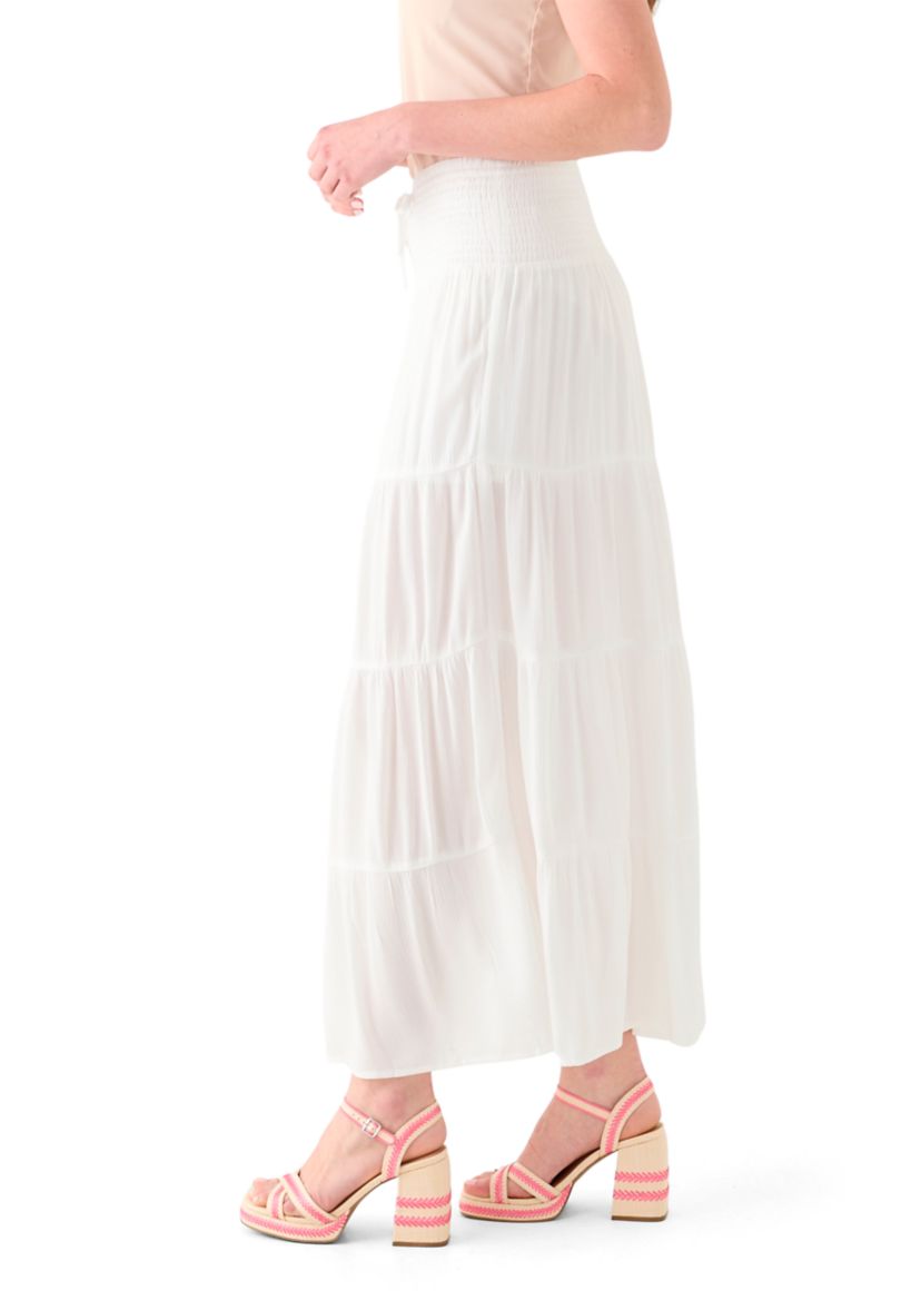 Womens Tiered Smocked Waist Maxi Skirt