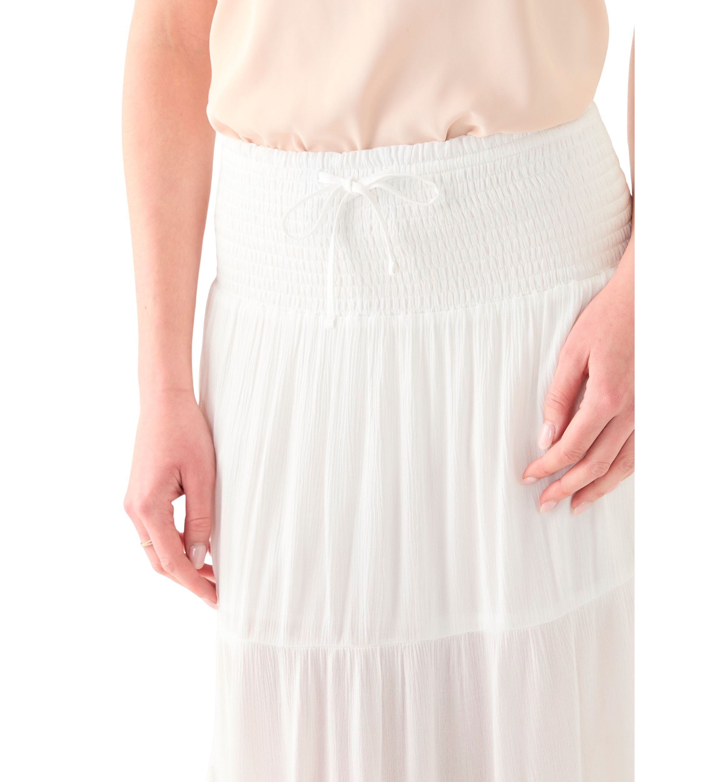 Womens Tiered Smocked Waist Maxi Skirt