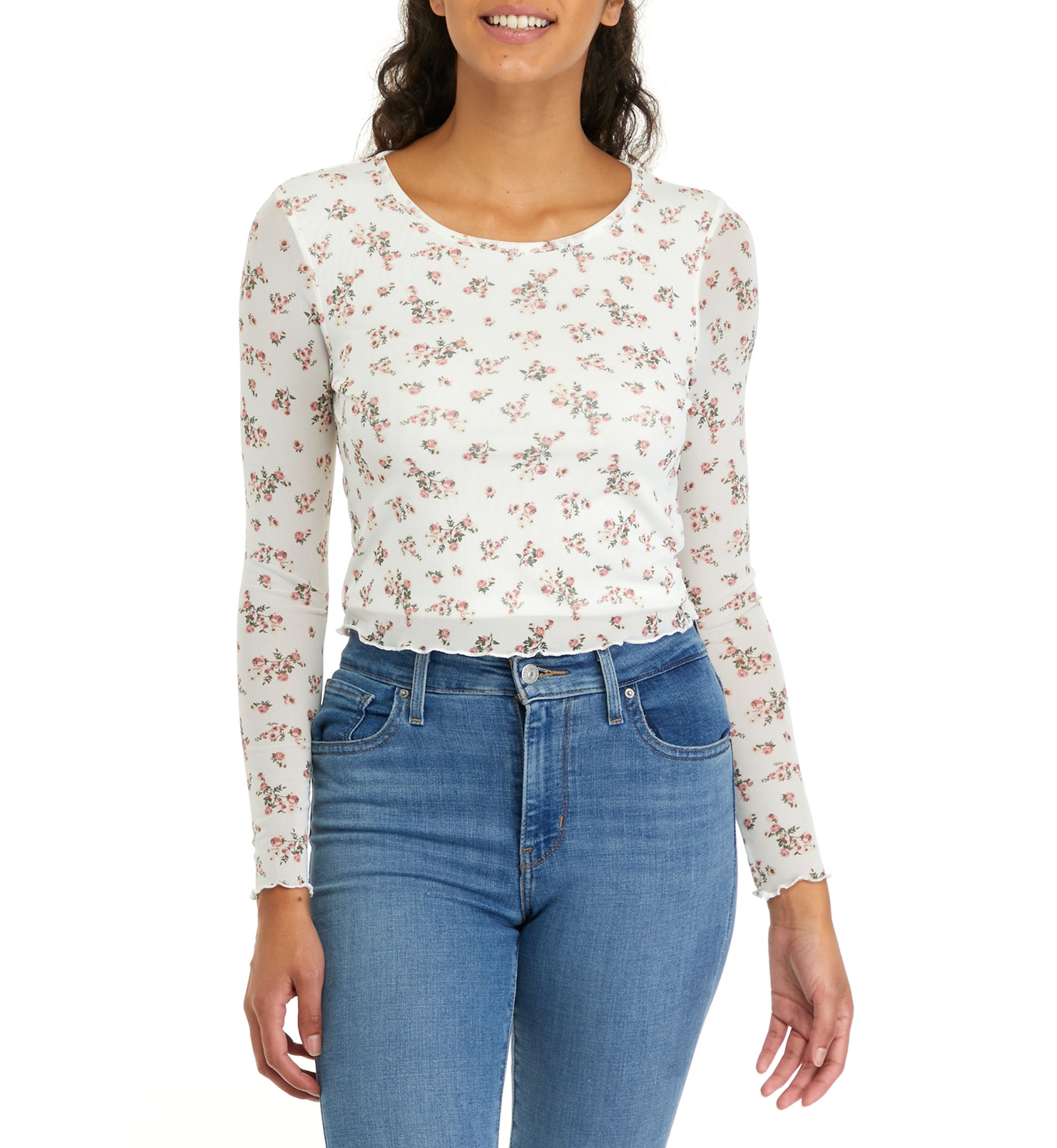 Womens Long Sleeve Mesh Top