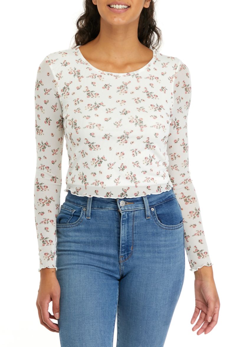 Womens Long Sleeve Mesh Top