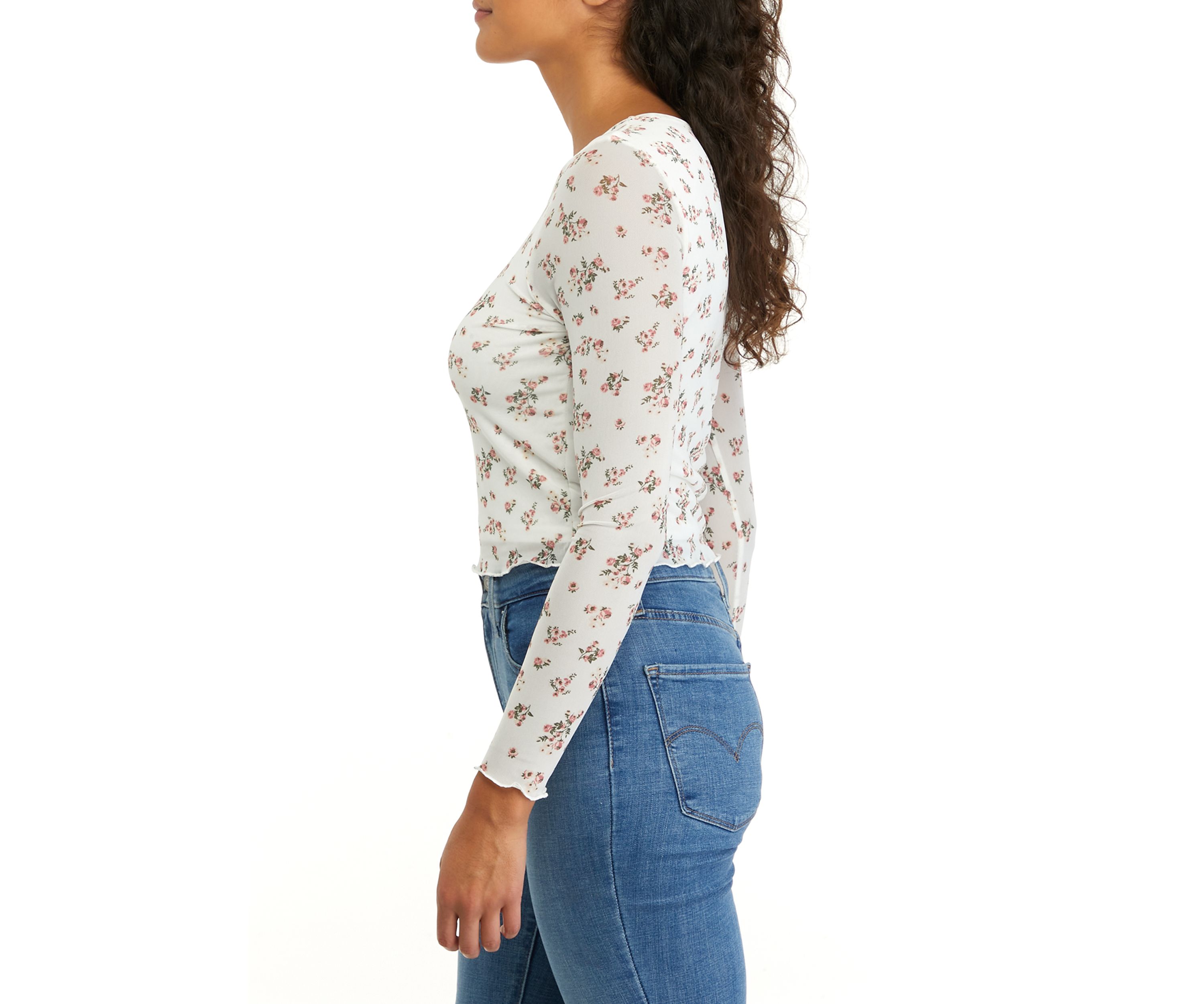 Womens Long Sleeve Mesh Top