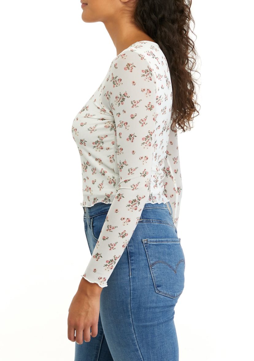 Womens Long Sleeve Mesh Top
