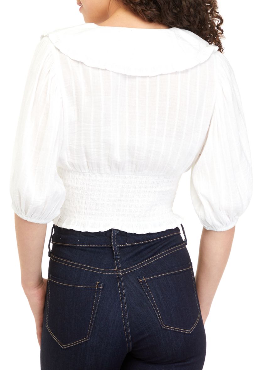 Womens Puff Sleeve Portrait Collar Top
