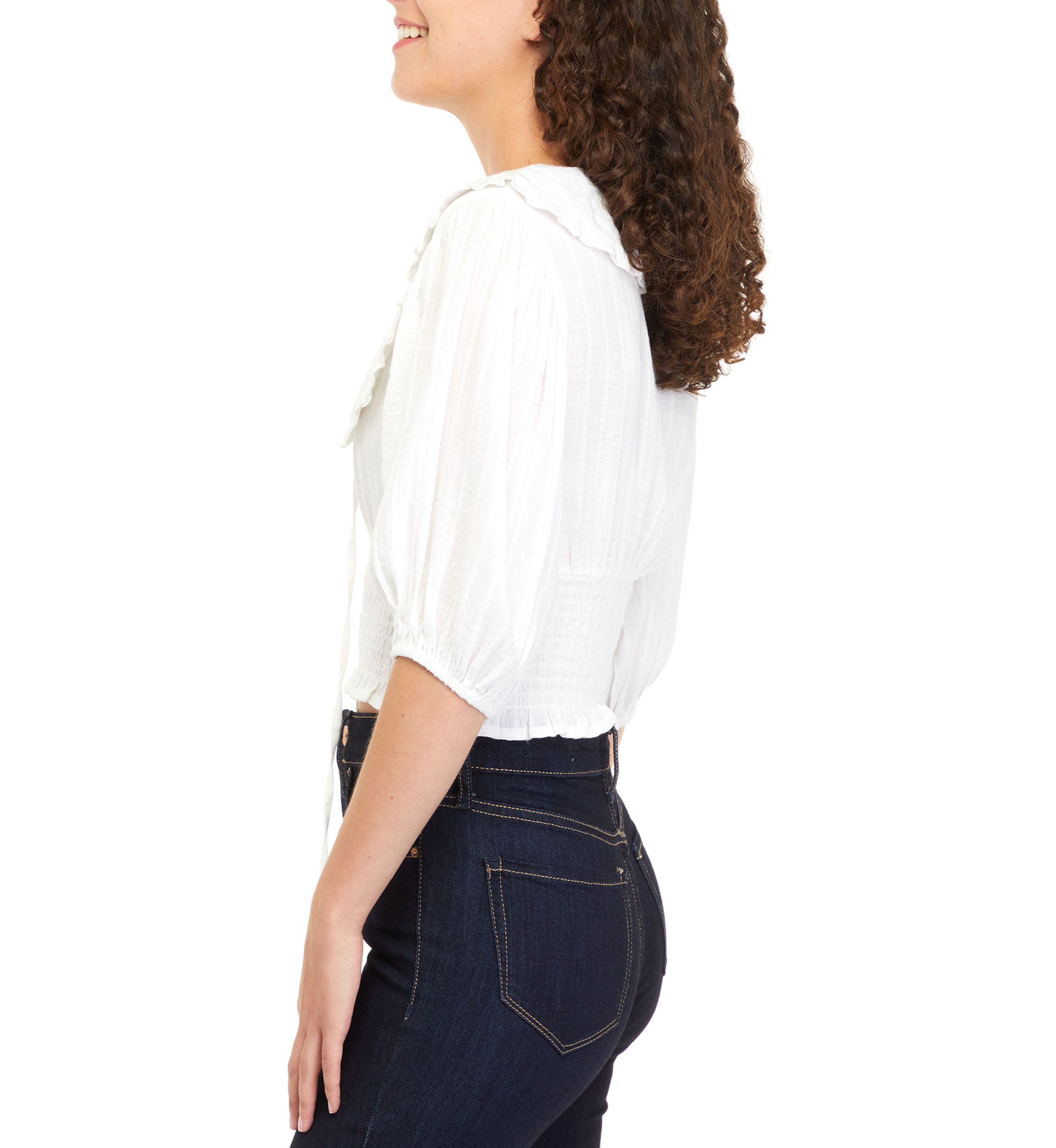 Womens Puff Sleeve Portrait Collar Top