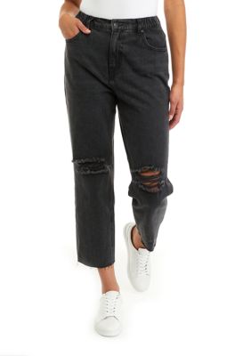 Juniors' Cinch Waist Cropped Straight Jeans