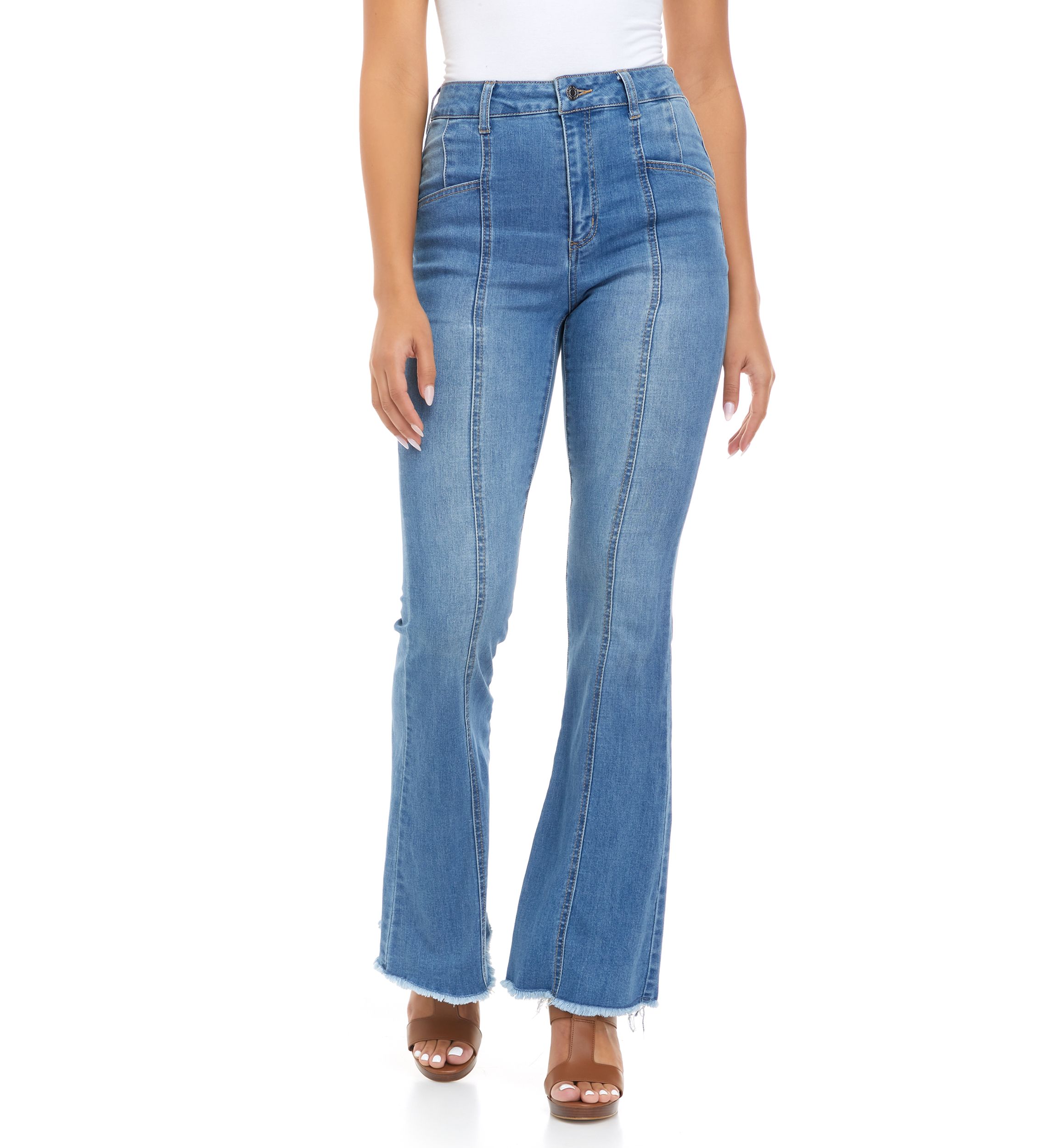 Juniors Front Seam Flare Jeans