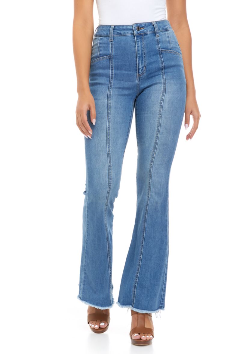 Juniors Front Seam Flare Jeans
