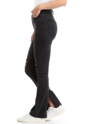 Juniors' Split Hem Flare Jeans