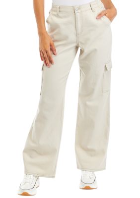 Juniors' Elastic Waist Straight Cargo Pants