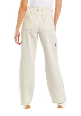 Juniors' Elastic Waist Straight Cargo Pants