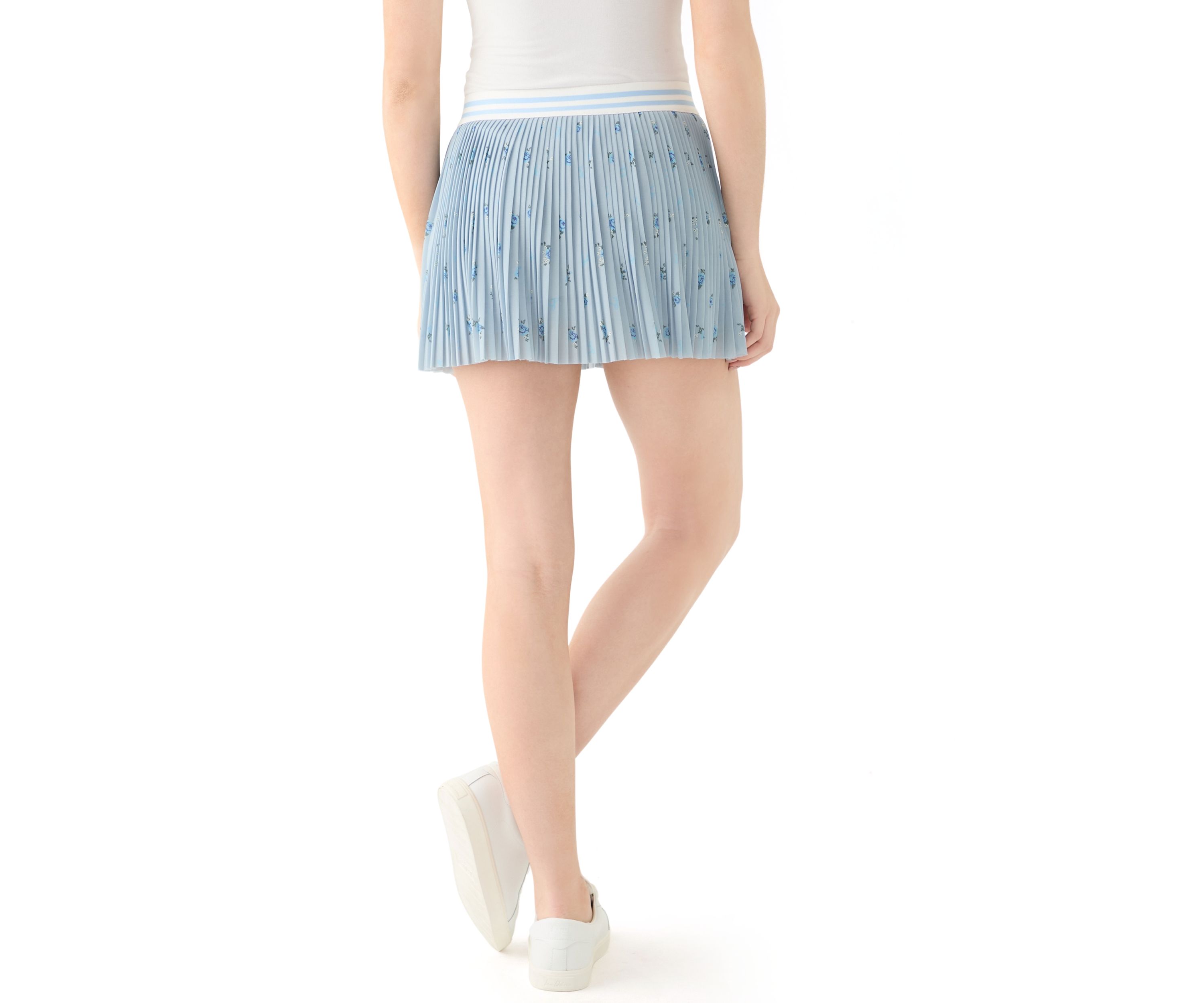 Womens Printed Mesh Pleated Skirt