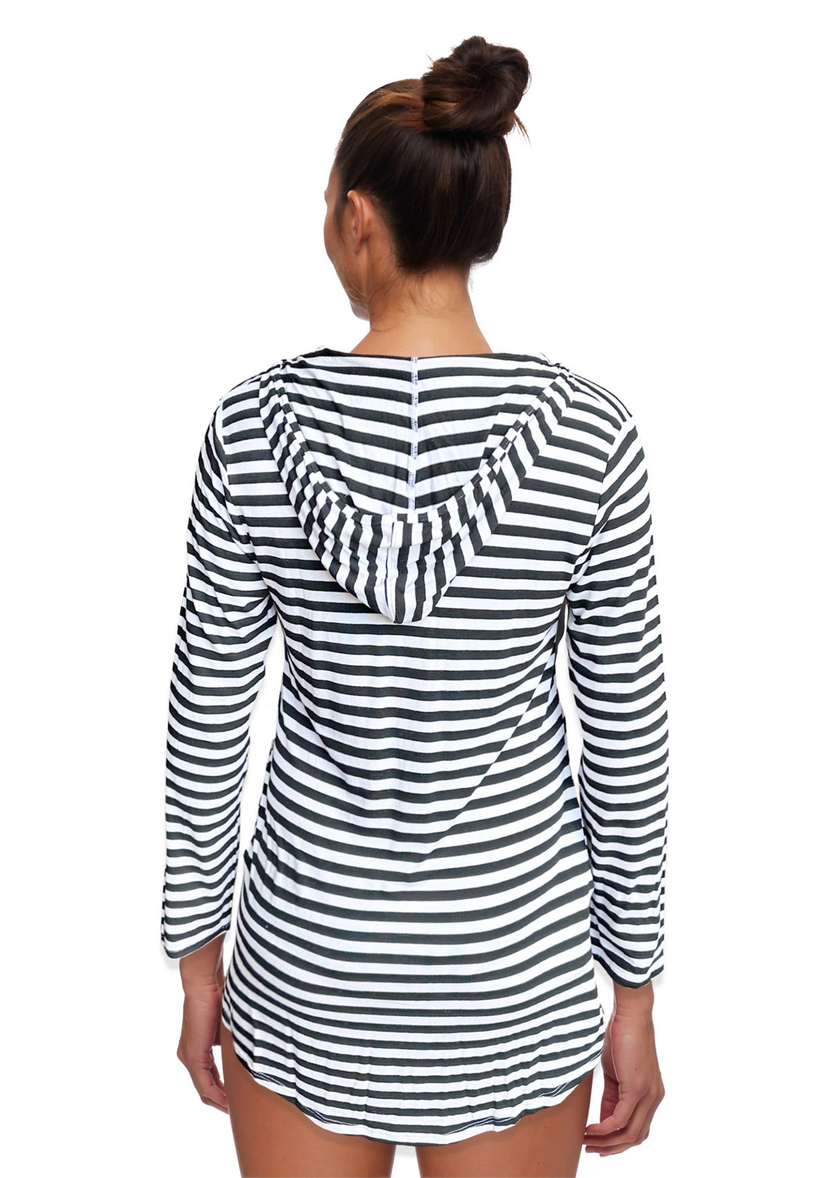 Sailaway Stripe Hooded Tunic Swim Cover Up