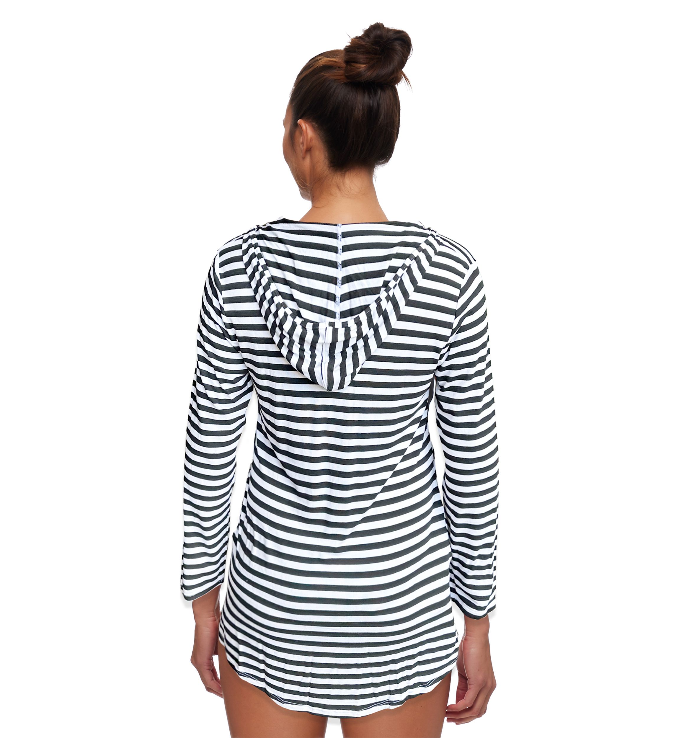 Sailaway Stripe Hooded Tunic Swim Cover Up