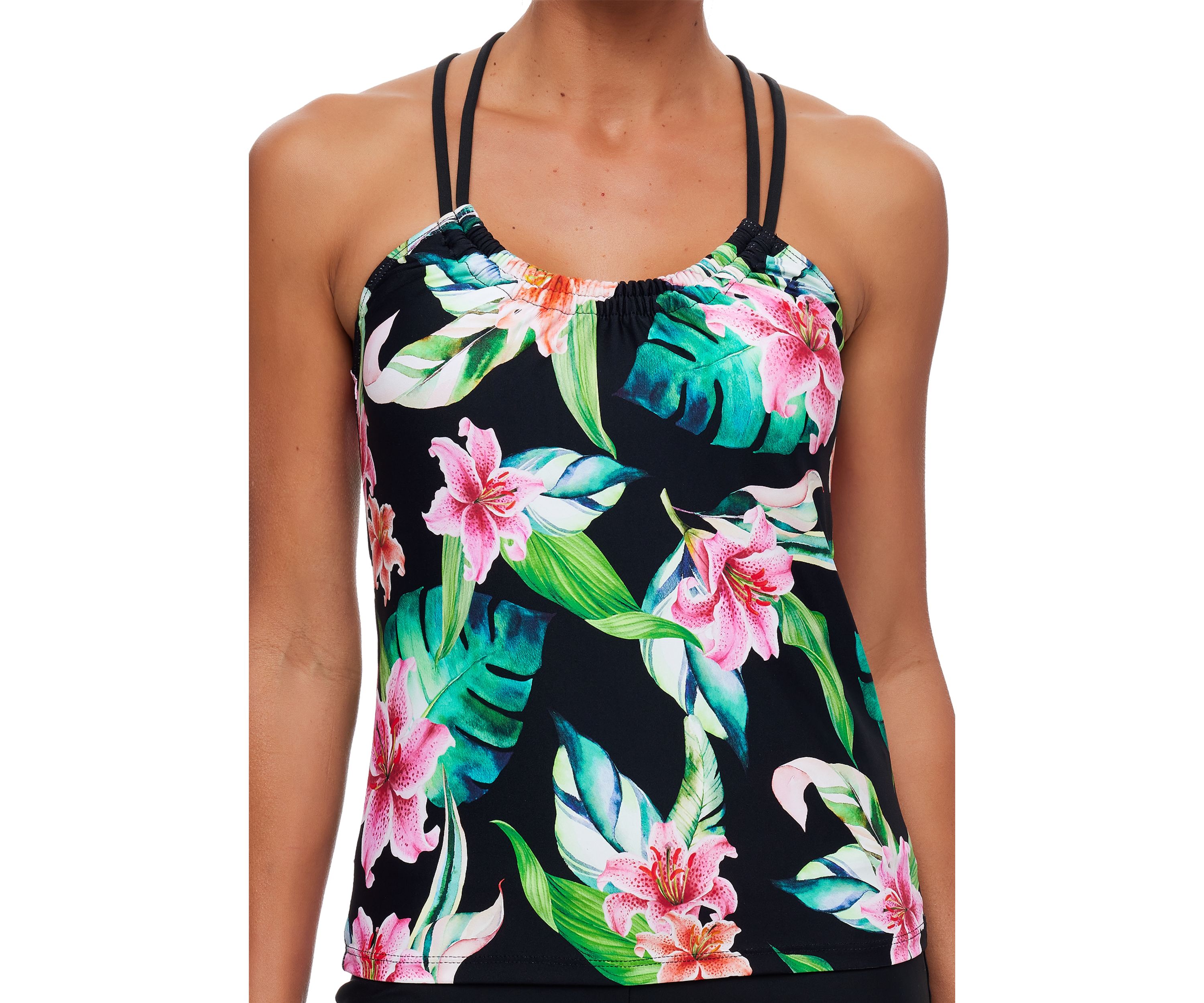 Keoki Palms Third Eye Shirred Tankini Swim Top
