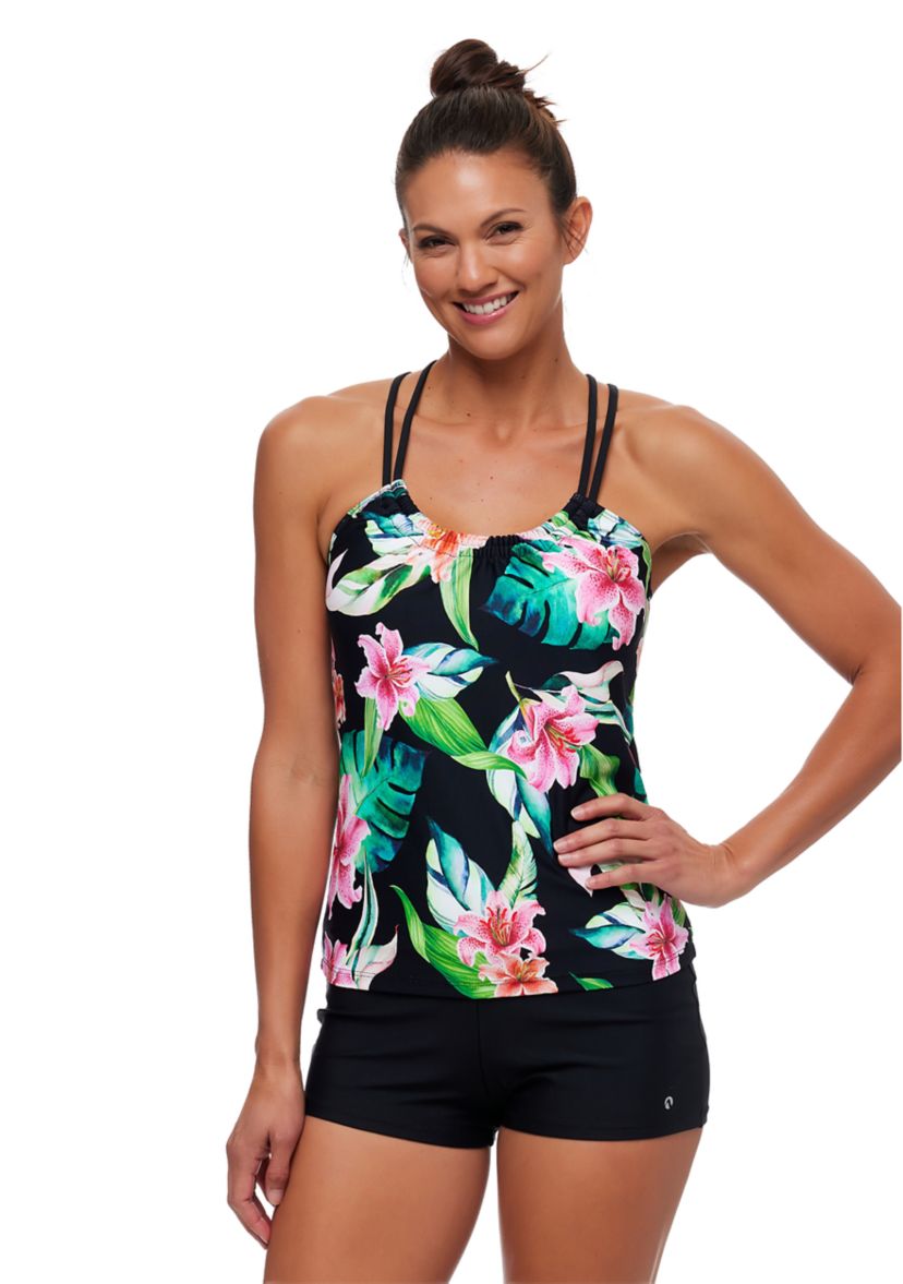 Keoki Palms Third Eye Shirred Tankini Swim Top