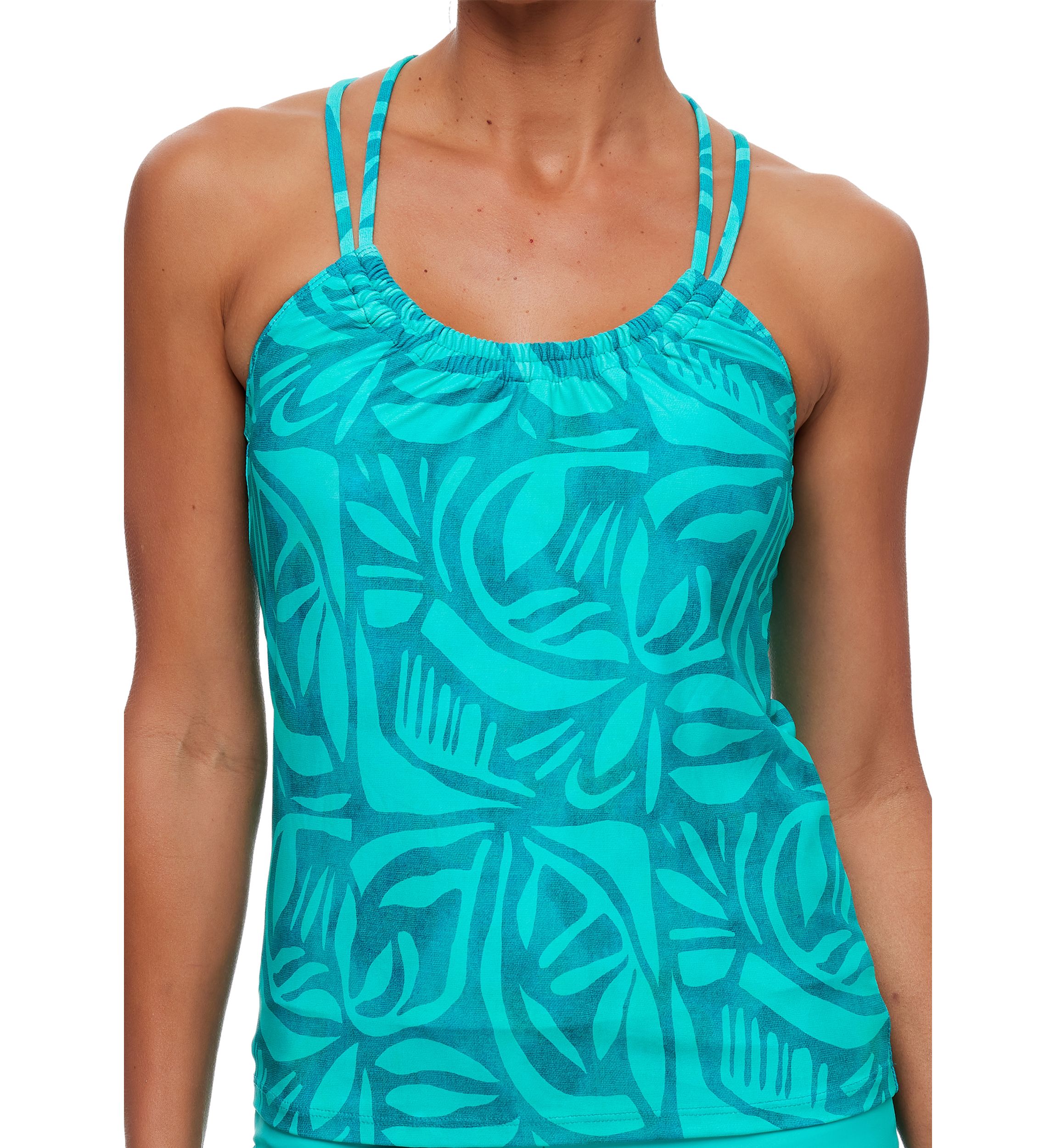Tiki Bar Third Eye Shirred Tankini Swim Top