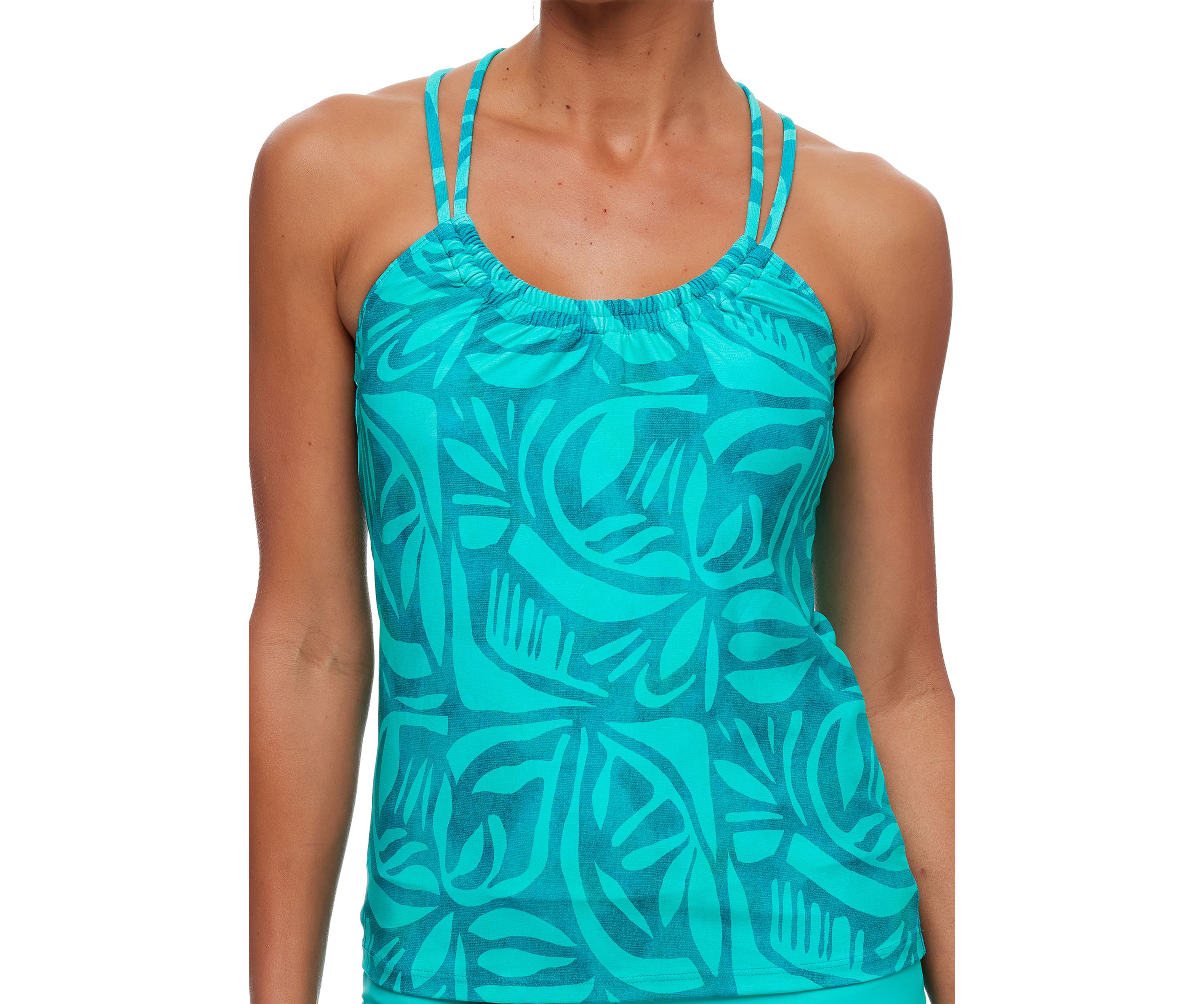 Tiki Bar Third Eye Shirred Tankini Swim Top