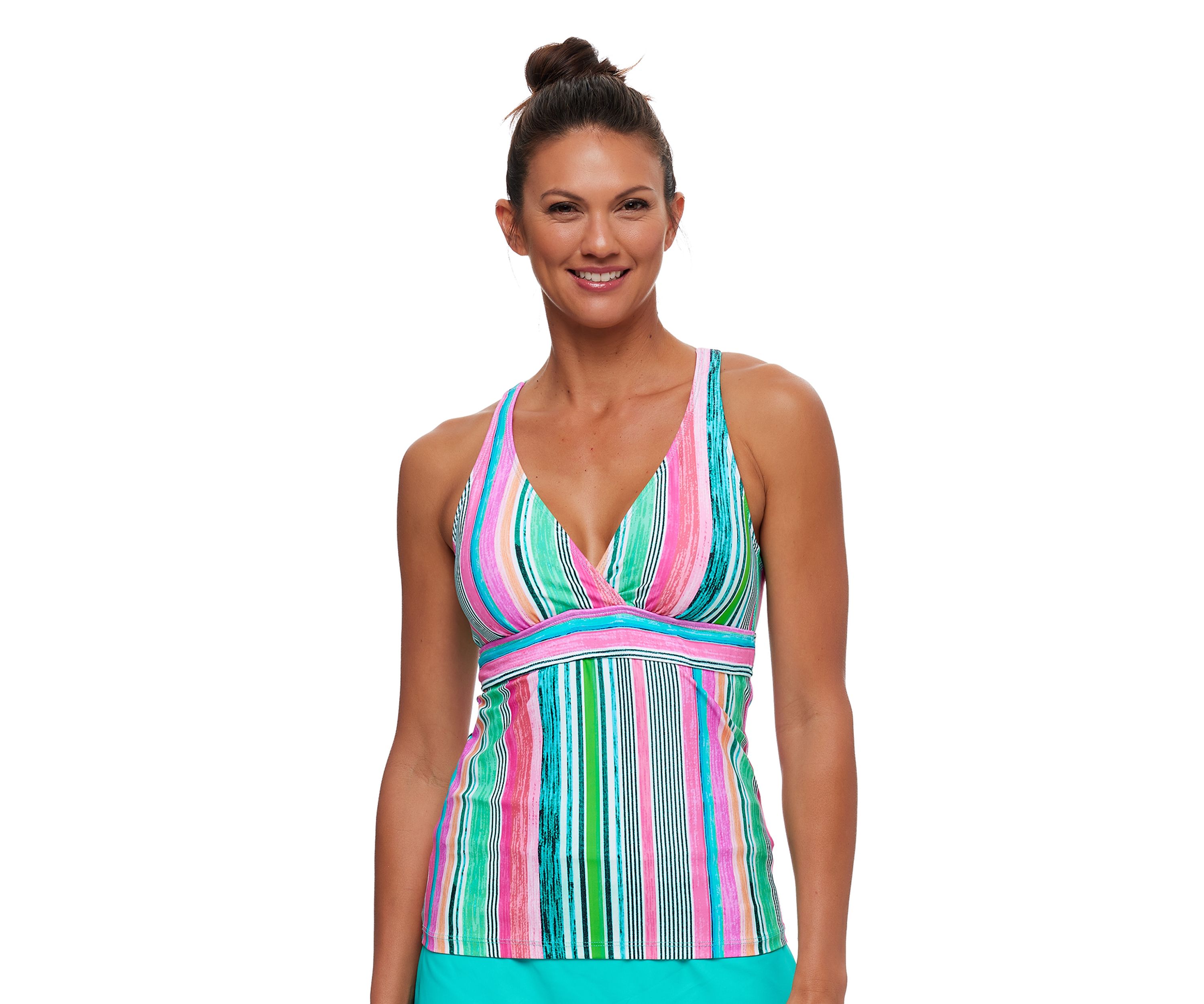 La Jolla Stripe Lunge Sport Tankini Swim Top