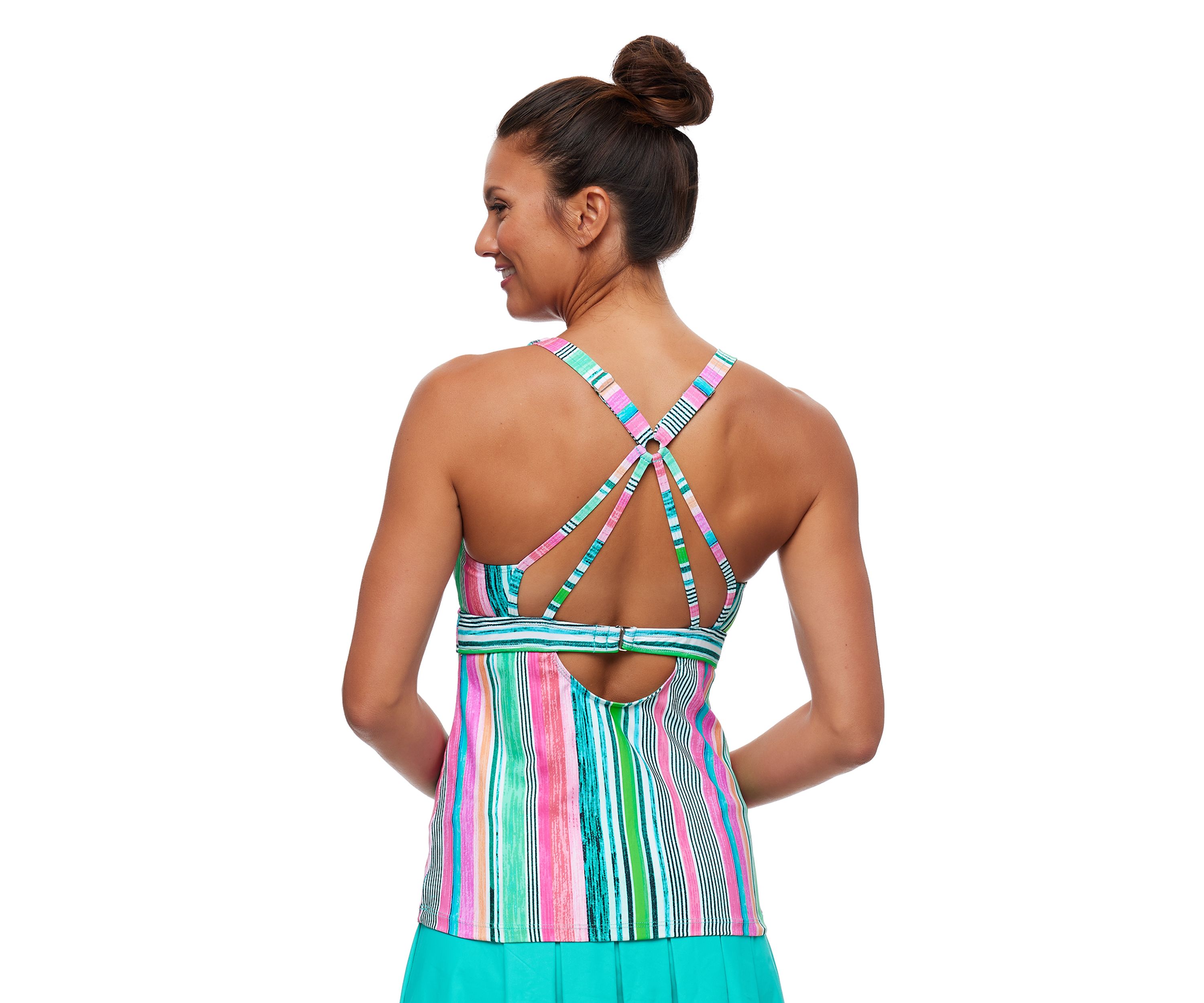 La Jolla Stripe Lunge Sport Tankini Swim Top