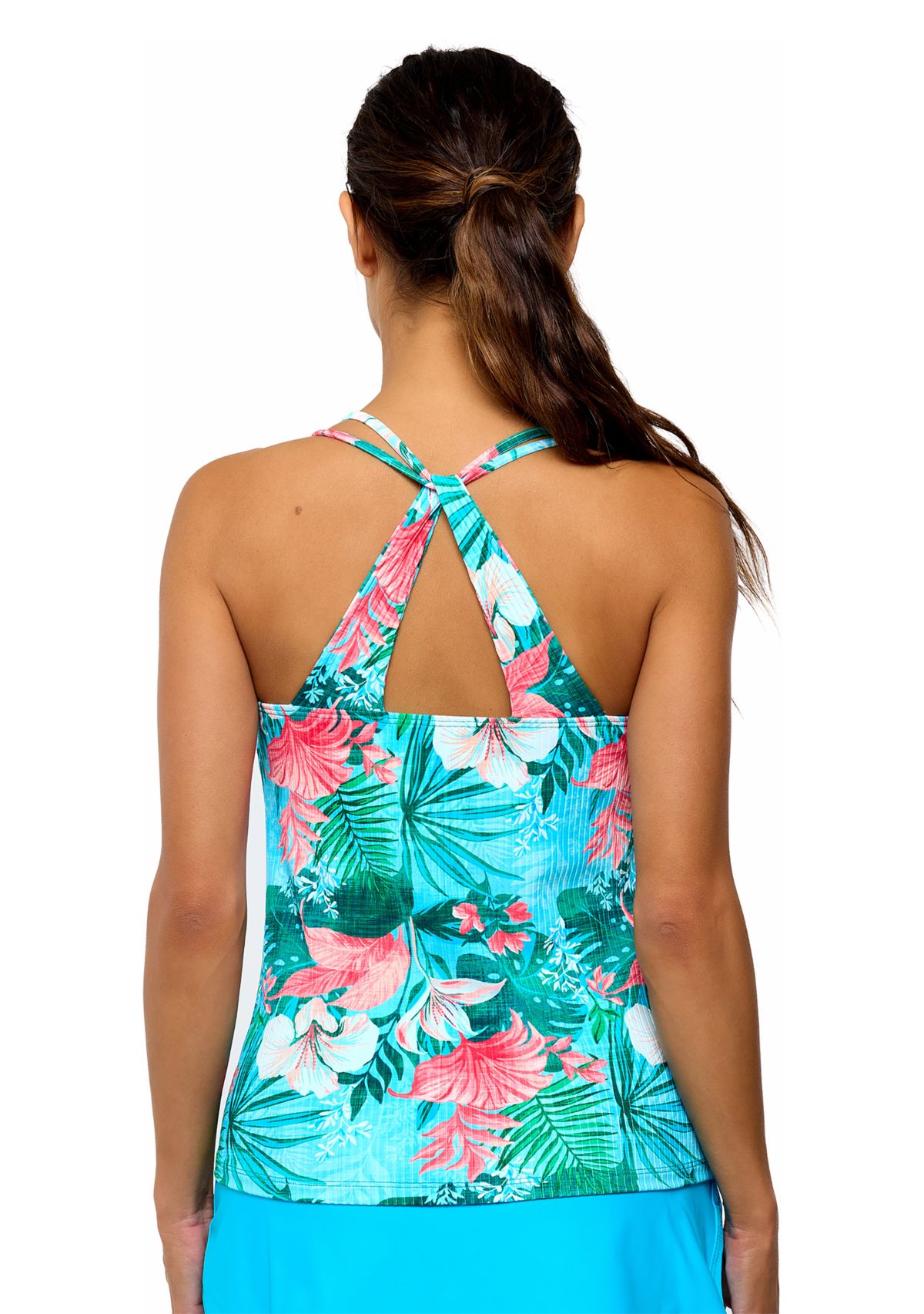 Coastal Love Third Eye Shirred Tankini Swim Top