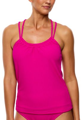 Next by Athena Women's Mini Pucker Ribbed Third Eye 3 Tank Topini, Raspberry, 38 B/C