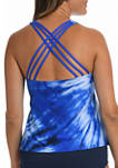 Blue Tie Dye Tankini Swim Top 