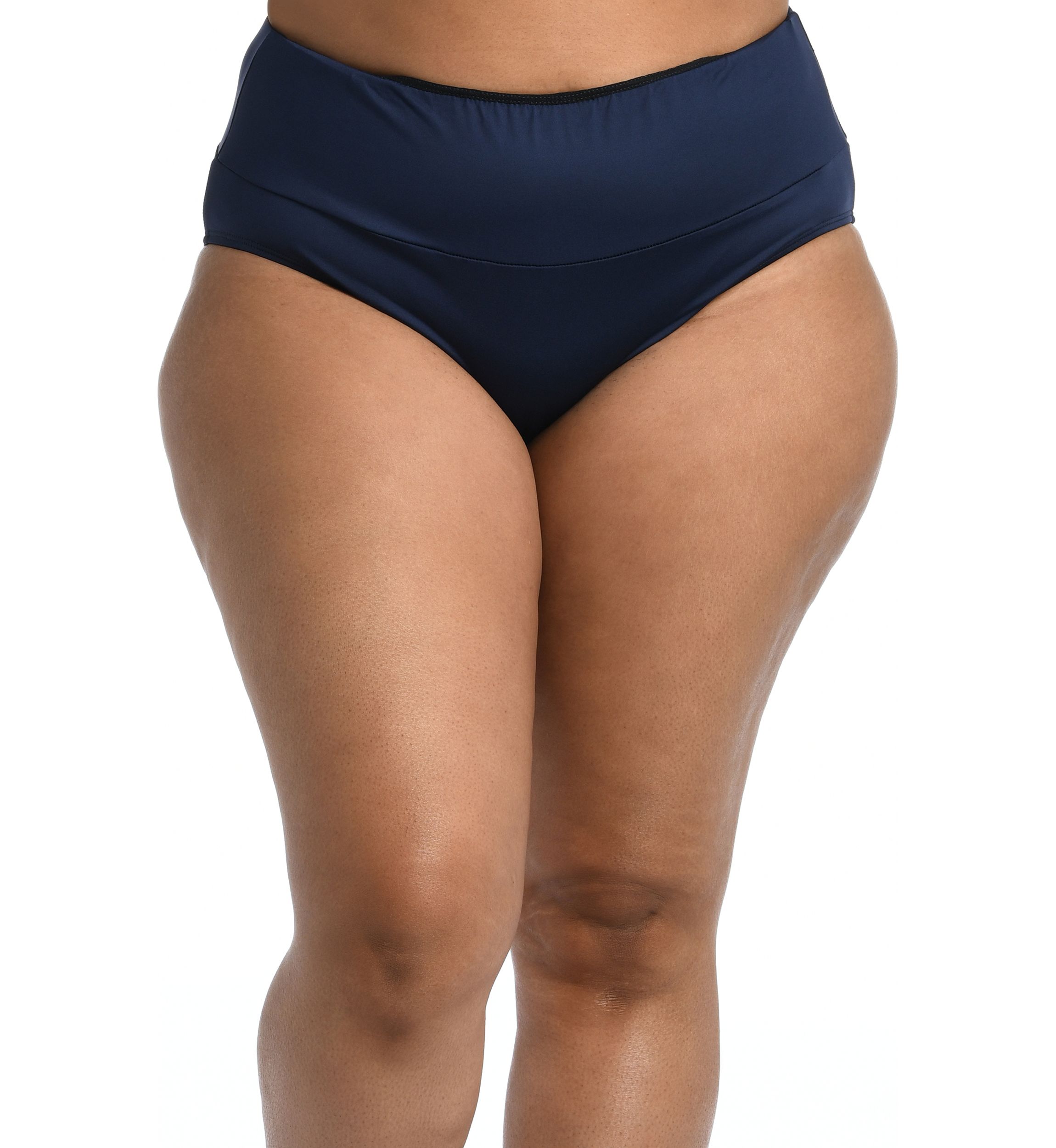 Plus Mid Waist Spliced Swim Bottoms