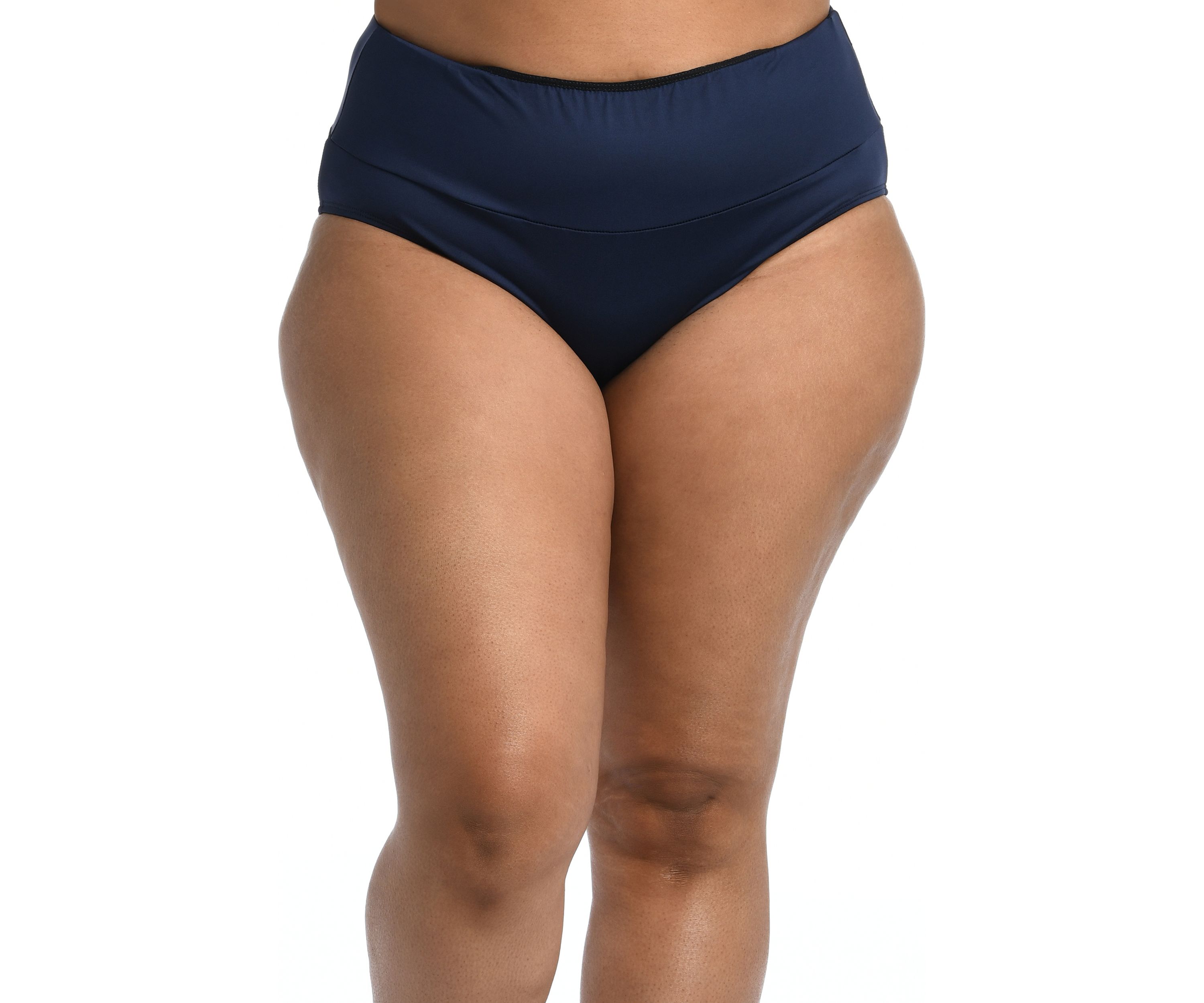Plus Mid Waist Spliced Swim Bottoms