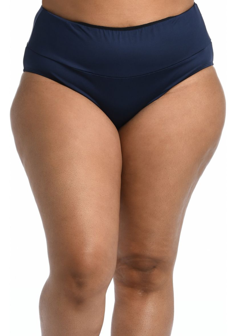 Plus Mid Waist Spliced Swim Bottoms