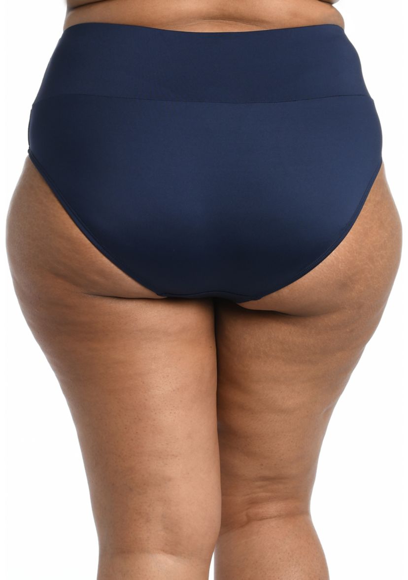Plus Mid Waist Spliced Swim Bottoms