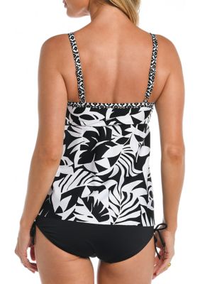 Shady Days Draped Bandeau Tankini Top