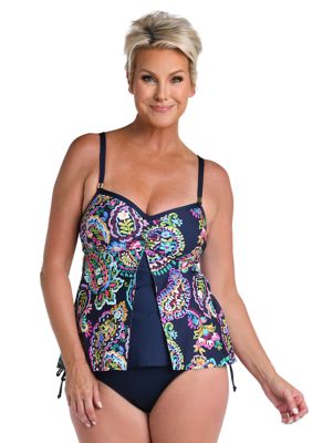 Painted Flyaway Underwire Tankini Swim Top