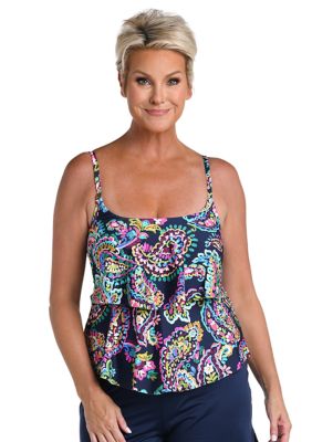 Painted Paisley Tiered Tankini Top