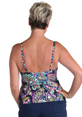 Painted Paisley Tiered Tankini Top