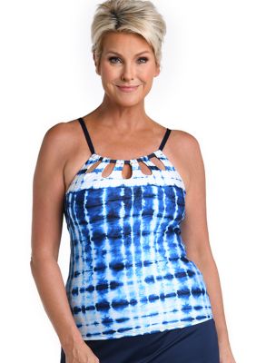 24th and Ocean Cut Out High Neck Tankini Swim Top | belk