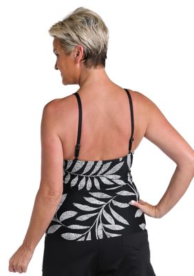 Black and White Printed Tankini Swim Top