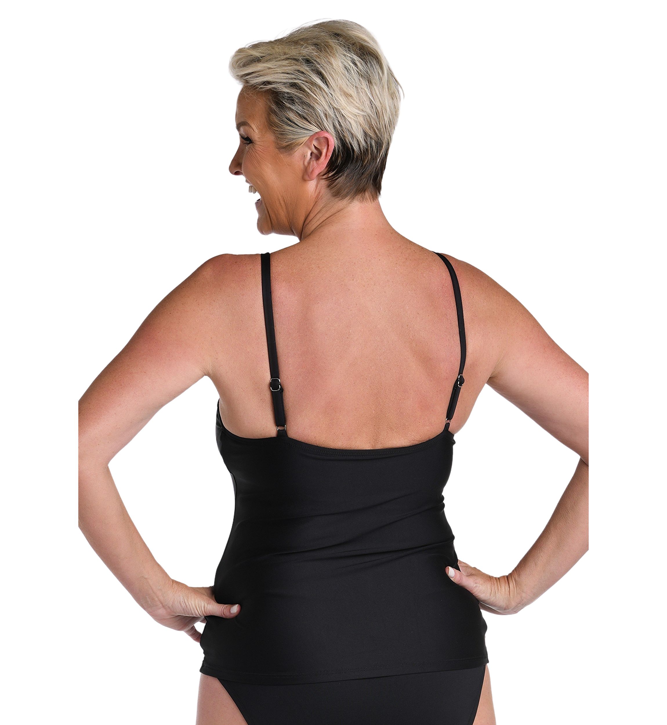 Black Cutout High Neck Swim Top 